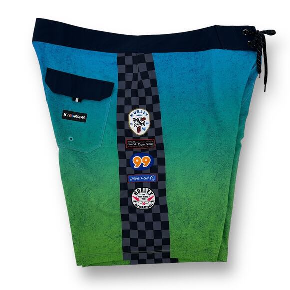 Hurley Eco Phantom NASCAR Racetrack Boardshorts Swim Trunks Sz 32 18" Outseam - Picture 3 of 5